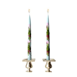 Blue Painted Tulip Tapers (2)|Chefanie Online