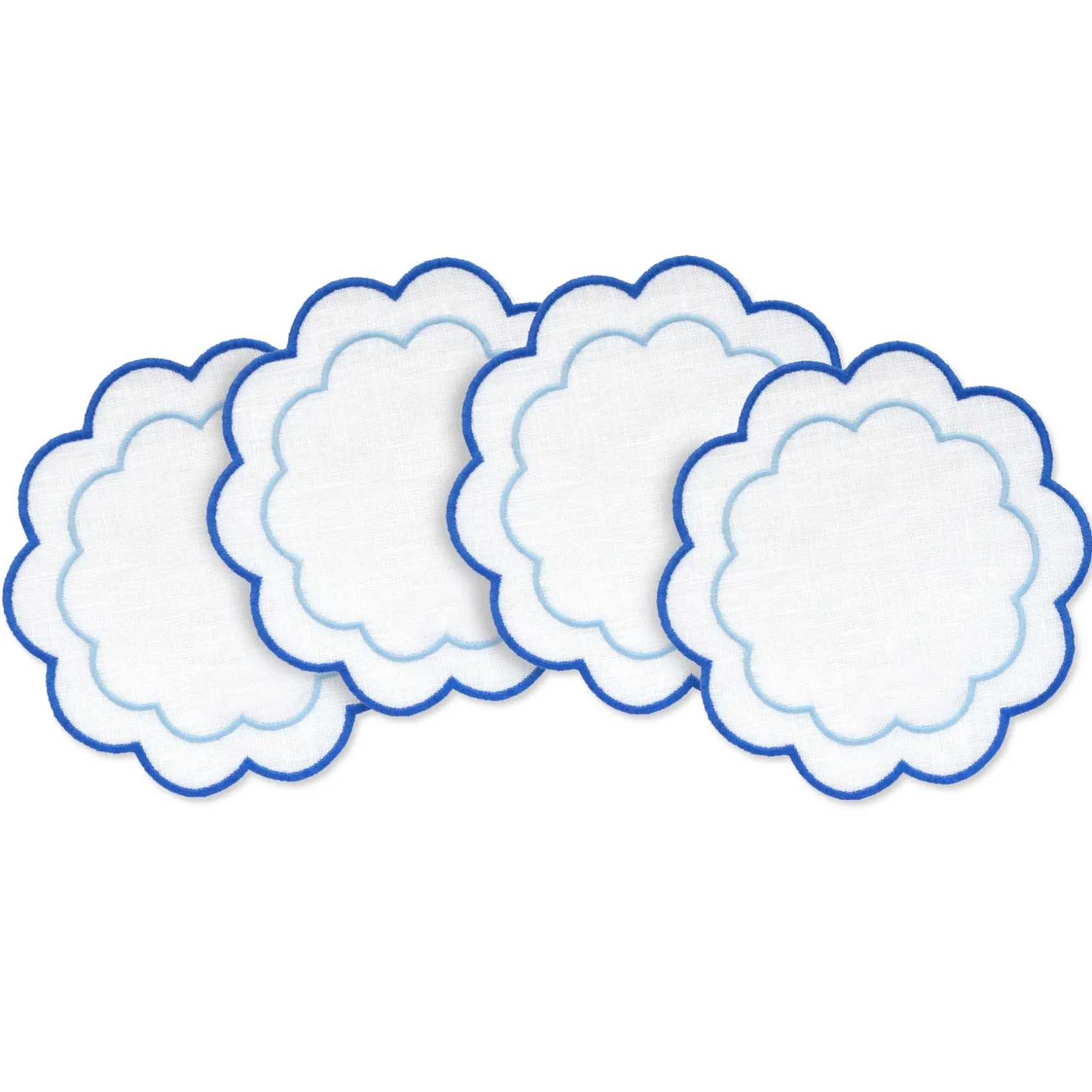 Blue Scalloped Cocktail Napkins (4)|Chefanie Outlet