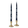 Blue Snowflake Painted Tapers (2)|Chefanie Clearance