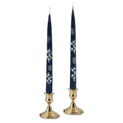 Blue Snowflake Painted Tapers (2)|Chefanie Clearance