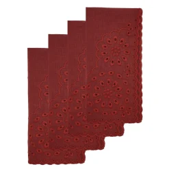 Burgundy Eyelet Dinner Napkins (4)|Chefanie Outlet