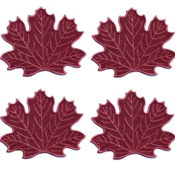 Burgundy Leaf Cocktail Napkins (4)|Chefanie