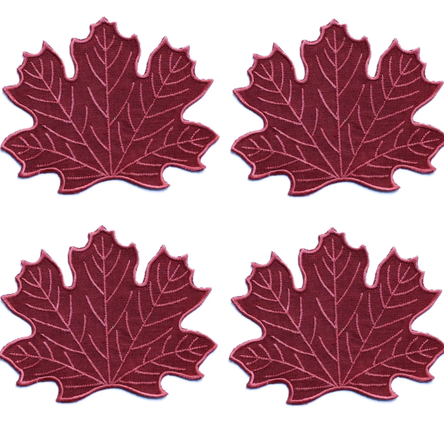 Burgundy Leaf Cocktail Napkins (4)|Chefanie