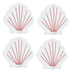 Coral Coquilles Cocktail Napkins (4)|Chefanie New