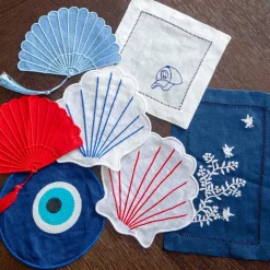 Coral Coquilles Cocktail Napkins (4)|Chefanie New