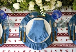 Denim Placemats With Ruffled Edge (4)|Chefanie Clearance
