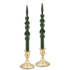 Forest Green Baroque Tapers (2)|Chefanie New