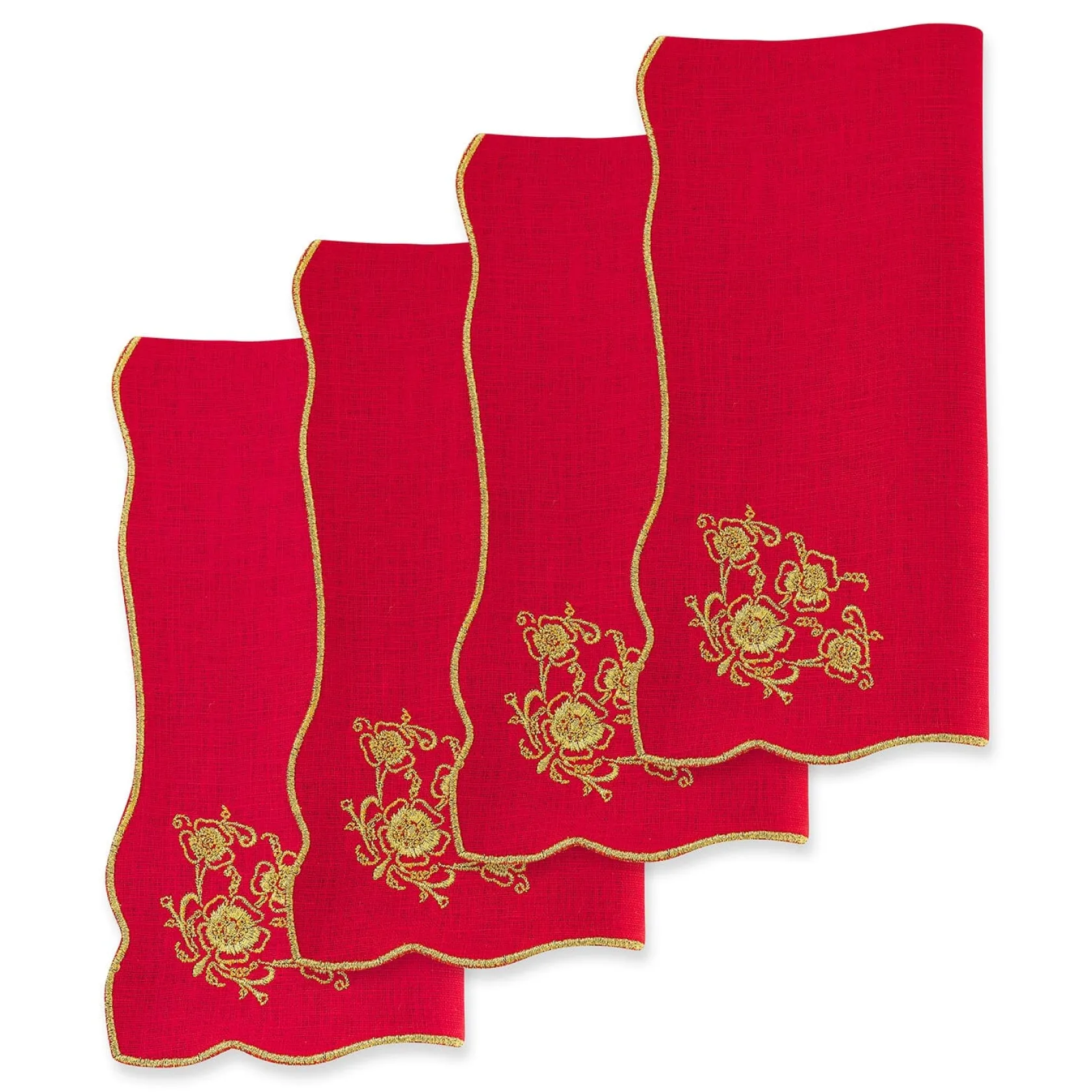 Gold Flower Dinner Napkins (4)|Chefanie Discount