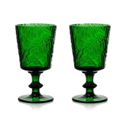 Green Embossed Stem Glasses (4)|Chefanie Clearance