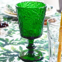 Green Embossed Stem Glasses (4)|Chefanie Clearance