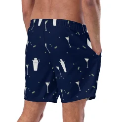Navy Martini Swim Trunks|Chefanie Hot
