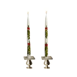 Painted Mistletoe Tapers (2)|Chefanie Outlet