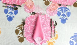 Pink Hydrangea Linen Dinner Napkins (4)|Chefanie Hot