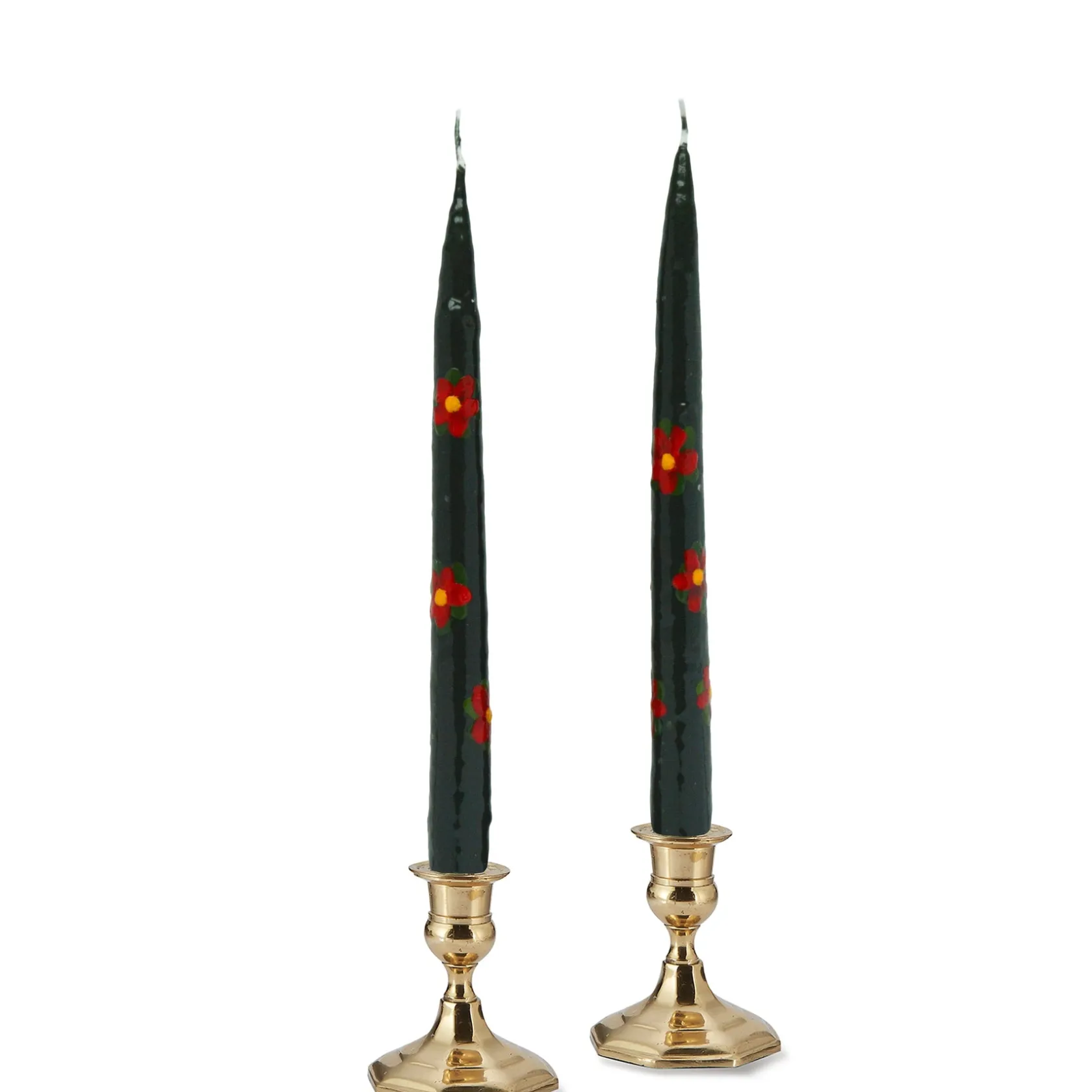 Poinsettia Painted Tapers (2)|Chefanie Outlet
