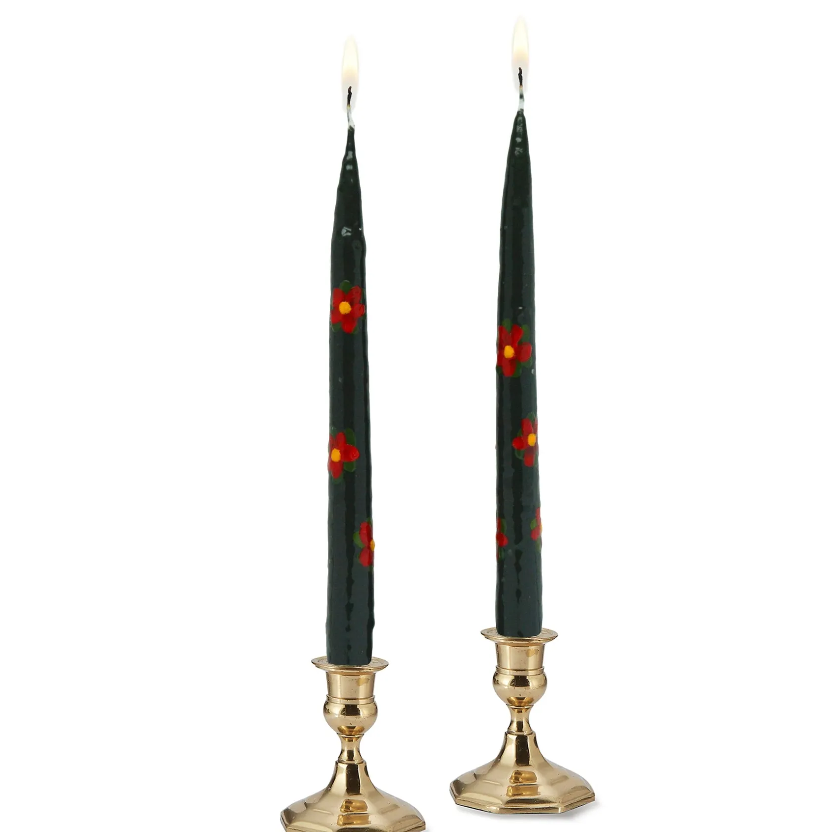 Poinsettia Painted Tapers (2)|Chefanie Outlet