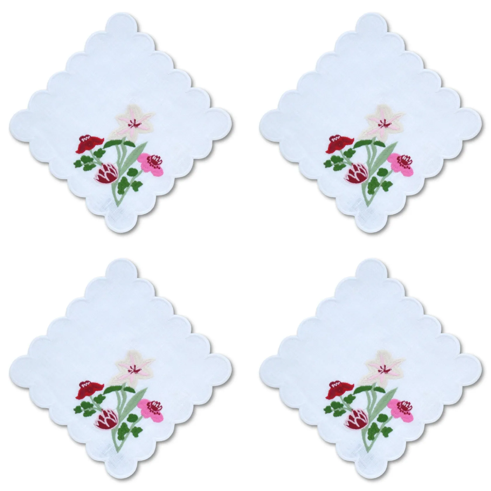 Scalloped Flower Cocktail Napkins (4)|Chefanie Clearance