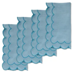 Sea Foam Scalloped Dinner Napkins (4)|Chefanie Sale