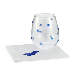Stemless Blue Dot Glasses (4)|Chefanie Hot