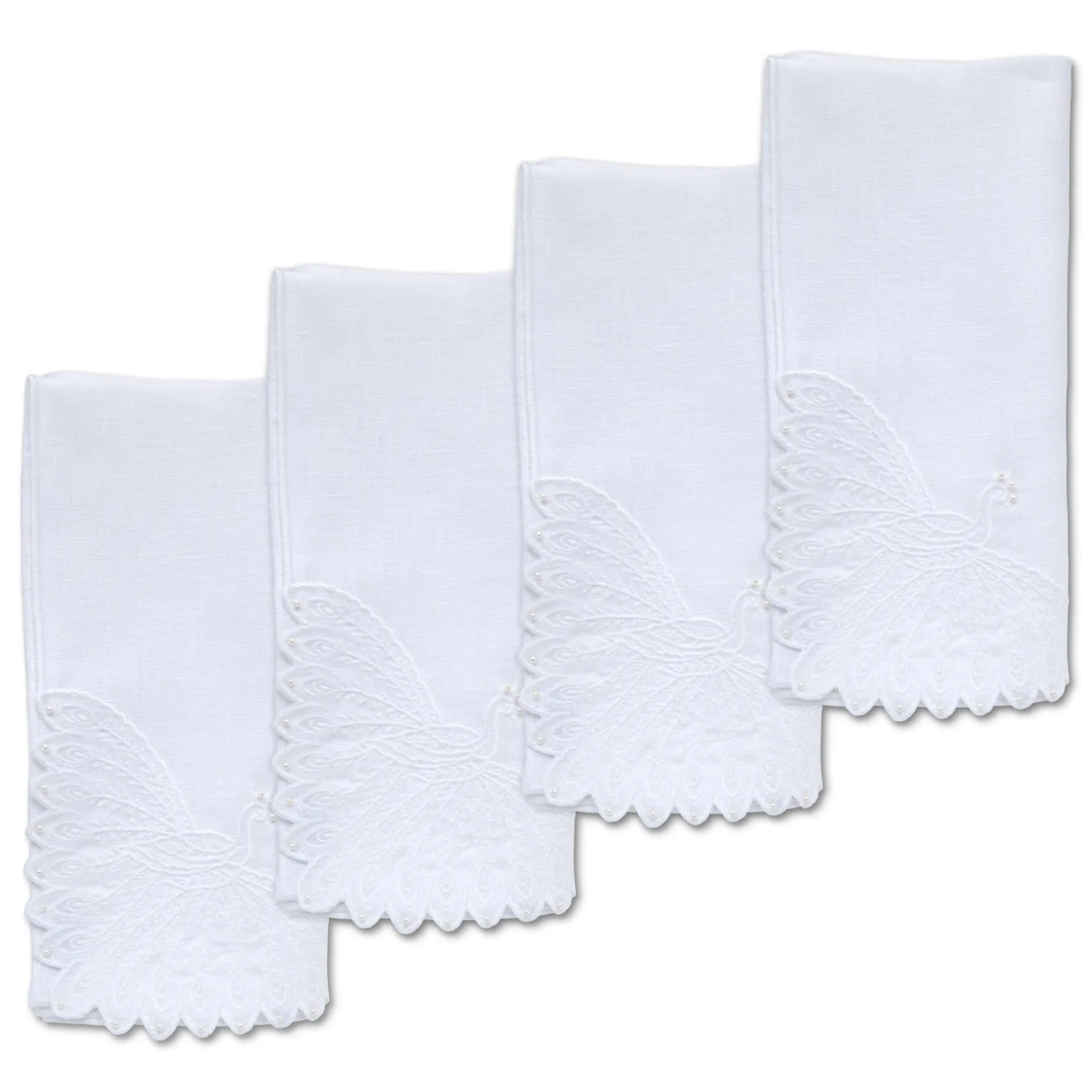White Peacock Dinner Napkins (4)|Chefanie Hot